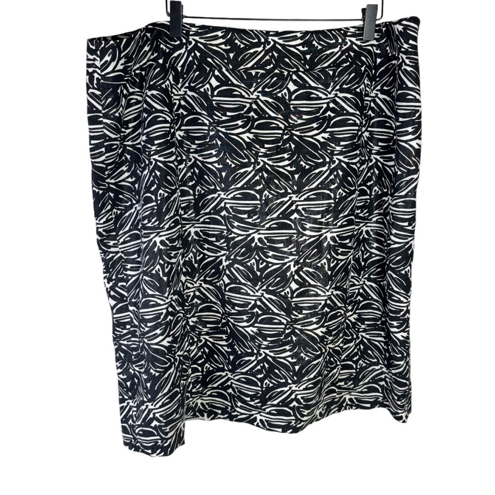Lafayette 148 Black & White Linen Pencil Skirt Size 18